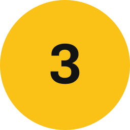 Yellow circle with black number 3