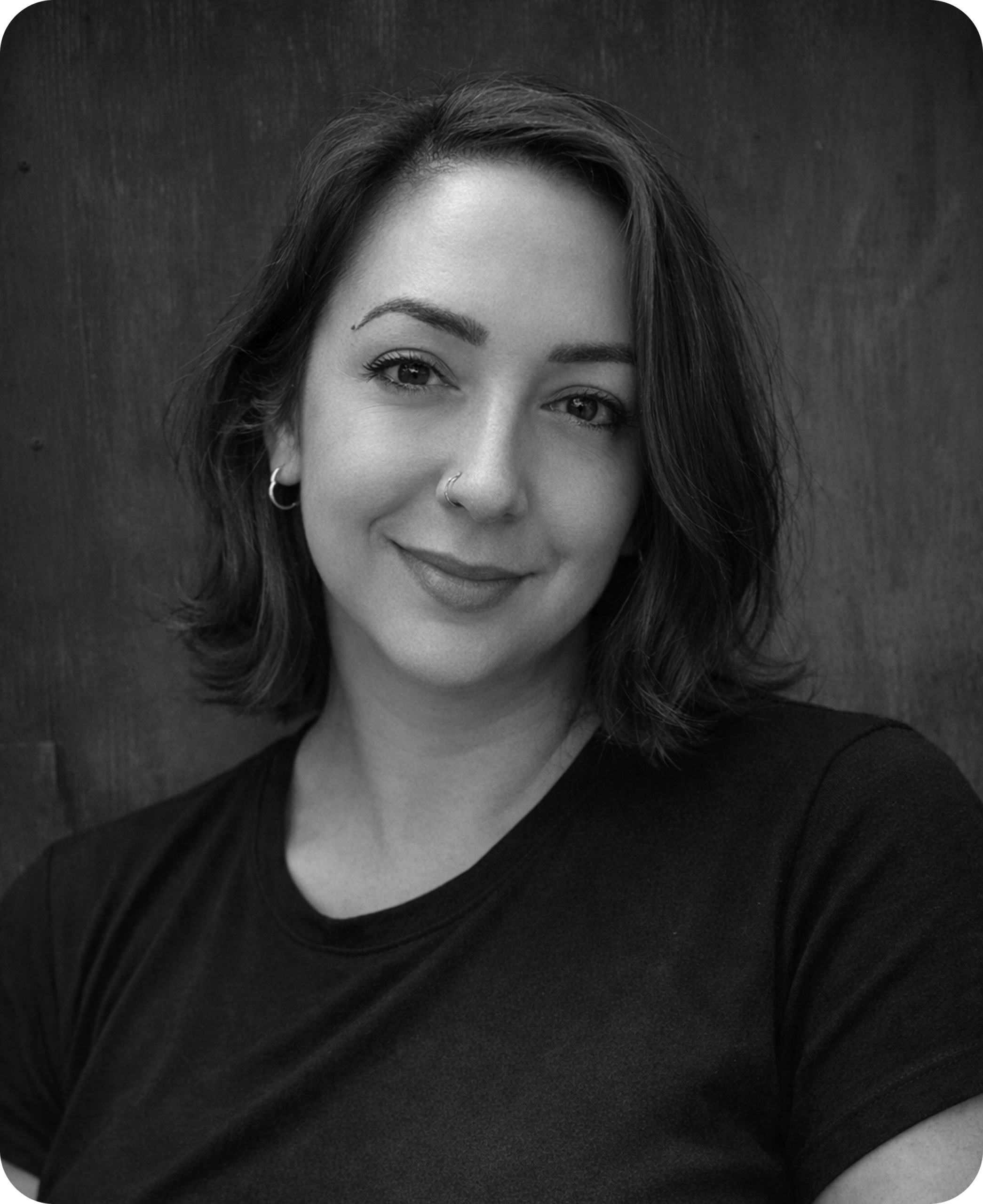 Black and white portrait of woman with nose ring