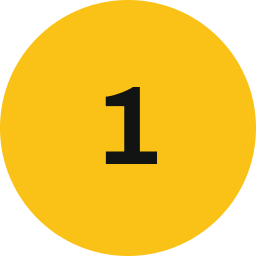 Yellow circle with black number 1