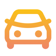 Car front view icon with orange gradient