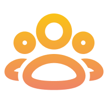 Group of three people icon with orange gradient