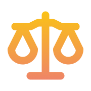 Orange and yellow gradient icon of balanced scales