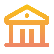 Classical building with columns icon in orange gradient