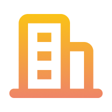 City buildings icon with orange gradient