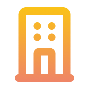 Apartment building icon with orange gradient