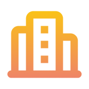 City skyline icon with orange gradient