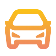 Car front view icon with orange gradient