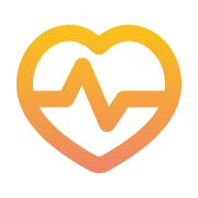 Heart with pulse line icon in orange gradient