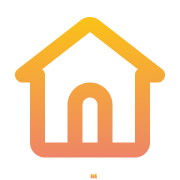 House with arched door icon in orange gradient