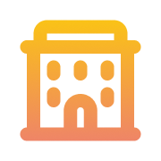 Hotel building icon with orange gradient