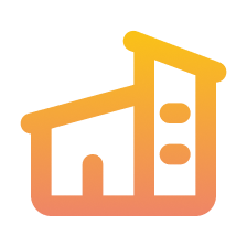 Building under construction icon with orange gradient