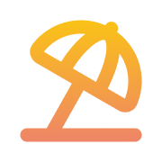 Beach umbrella icon with orange gradient