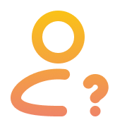 Person with question mark icon in orange gradient